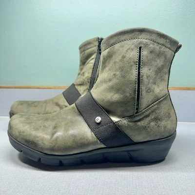Wolky Boots Mujer’s 42 (10US) Informal Cremallera Lateral Cuña Botín Cuero Verde Foto 1 de 4