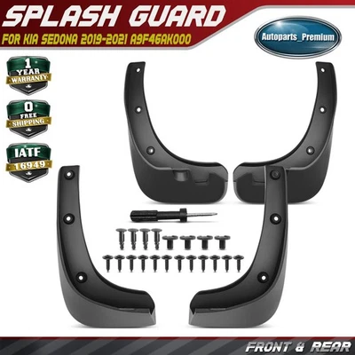 4Pcs Front & Rear Splash Guards Mud Flaps for Kia Sedona 2019-2021 A9F46AK000 - Image 1 of 4