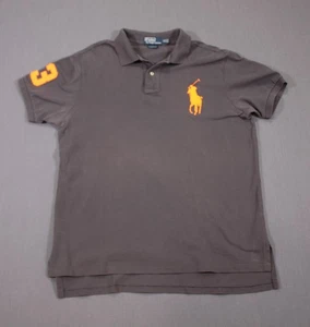 Polo Ralph Lauren Polo Custom Shirt Men Gray Neon Orange Big Pony 3 Sleeve XL - Picture 1 of 11