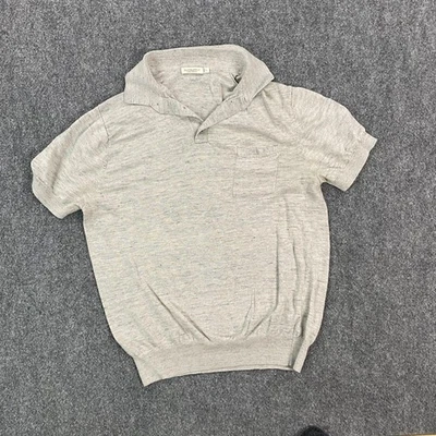 Suitsupply Sweater Mens Medium Gray Linen Cotton Short Sleeve Polo Knit Casual - Image 1 of 4