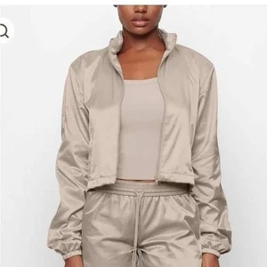 SKIMS Track Suit Set Womens Large Jacket Pants Beige Loungewear Activewear - Picture 1 of 14