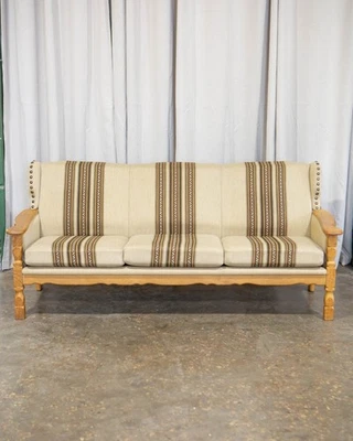 1970s Danish Modern Henning Kjaernulf Style Oak Framed Sofa - Image 1 of 4