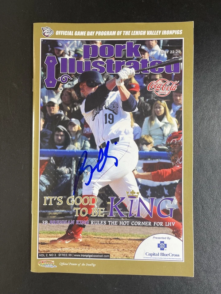 Brennan King Signed Lehigh Ironpigs Baseball Game Day Program Autograph  - Image 1 of 1