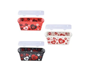 SET of 3 Temptations PAWFETTI 14oz. Mini Loaf Pan Ovenware Dog Paw Prints w/lid - Picture 1 of 24