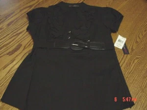 Junior Womens Black Belted by Blouse Heart Soul - Picture 1 of 4