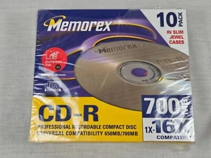10x Memorex CD-R Discs 700MB 1x-16x In Slim Jewel Cases New in Sealed Package - Afbeelding 1 van 3