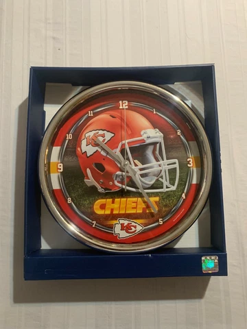 Kansas City Chiefs NFL Round 12" Chrome Clock Wincraft Brand New Cover