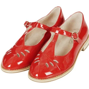 Topshop Gwenny Mary-Jane Patent Flat T Bar Shoes Red Sizes 3-9 Women Fashionable - Picture 1 of 12