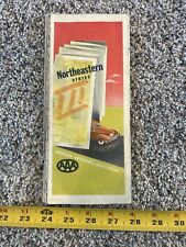 VINTAGE 1949 AAA AUTO CLUB NORTHEASTERN STATES HIGHWAY ROAD MAP (writing)