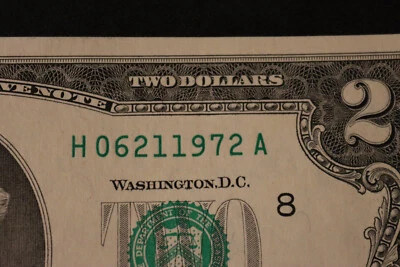 [JUNE 21, 1972] TWO DOLLAR FANCY BIRTHDAY NOTE  SN  H 06211972 A - Image 1 of 3