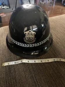 Original Chinese police helmet W/ Aluminum Emblem Security Of China Chin Strap - Picture 1 of 24