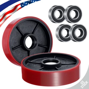 Set of 2 Eoslift Pallet Jack/Truck Load Steel Wheels 7"x 2" with Bearings - Picture 1 of 4