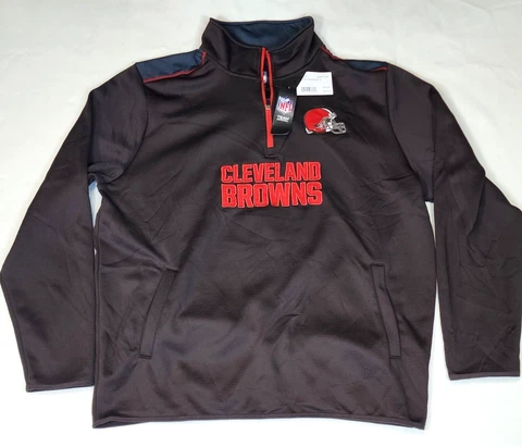 Cleveland Browns Mens Sweater XLarge Transitional 1/4 Zip Brown A20 Cover