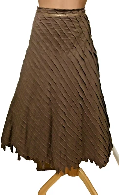 Mujer Marrón Verano Falda Algodón Acampanado Cintura Baja Fila Bordes Talla 6 Foto 1 de 4