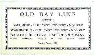 Sobre de boleto Baltimore Steam Packet Co Old Bay Line años 30-40 - Imagen 1 de 3