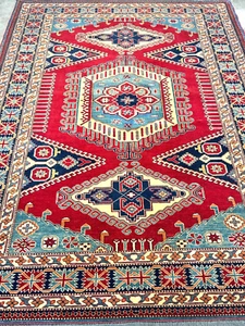 6'3"x7'10" Hand-Knotted 100% Wool Carpet - Fine Kazak Area Rug - Picture 1 of 16