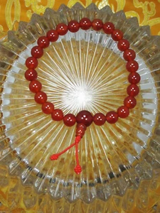 USA Seller Large 8MM 25 Bead Tibetan Buddhist Bright Carnelian Wrist Mala Nepal - Picture 1 of 6