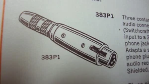 SWITCHCRAFT 383 A3F female microphone input to 3-conductor extension 1/4" jack - Picture 1 of 7