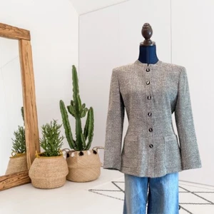 VALENTINO MISS V Vintage Women’s 10 Herringbone Blazer Jacket Wool Silk Blend - Picture 1 of 11