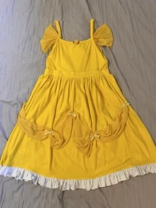Placard Originals Boutique Girls “Belle” Dress Yellow With Bows Size 8 GUC - Picture 1 of 5