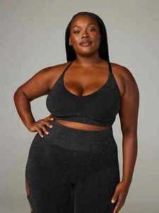 Savage X Fenty Bawdy Double Bralette Plus Sz 1X Black Sport Bra Crop Top New - Picture 1 of 12