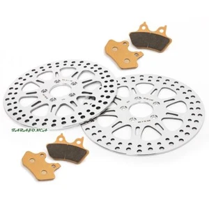 Polished 11.5" Front Rear Brake Rotors Pads for Harley Softail FXSTB Night Train - Picture 1 of 12