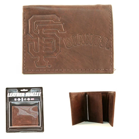 San Francisco Giants Genuine Leather Wallet Brown Baseball Licensed MLB Billfold Cover