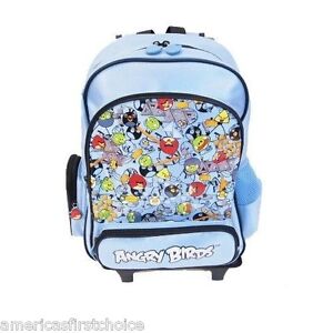 UNISEX ANGRY BIRDS BLUE 16" ROLLING DETACHABLE BACKPACK!DETACHABLE BACK PACK