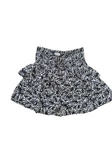 Women Topshop Rara Mini Skirt Palm Print UK 10 EU 38 Elasticated Waist Ex Viscos - Picture 1 of 3