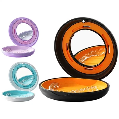 Denture Storage Case With Mirror Dental Retainer Orthodontic Mouth Guard Box - Image 1 of 4
