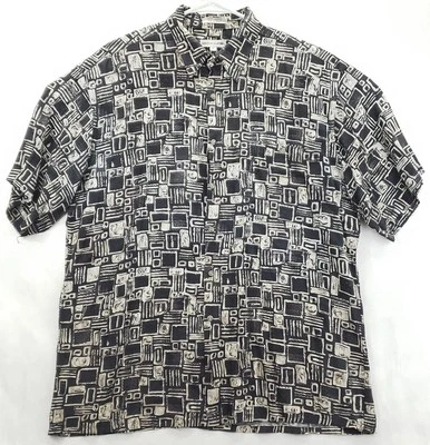 Pierre Cardin Shirt Men Large Black White Geometric Classic Button-Up - Image 1 of 4