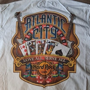 Hard Rock Cafe Atlantic City t shirt uomo XL camicia bianca grande grafica sul retro - Foto 1 di 12