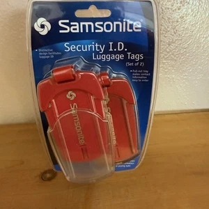 Juego de 2 etiquetas de identificación de equipaje de seguridad Samsonite, rojo - Imagen 1 de 4