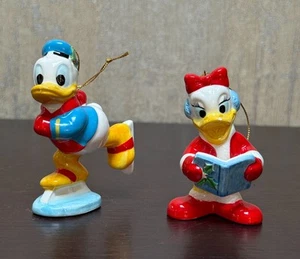 Vintage Disney Donald & Daisy Duck Ceramic Christmas Ornaments Japan - Picture 1 of 4