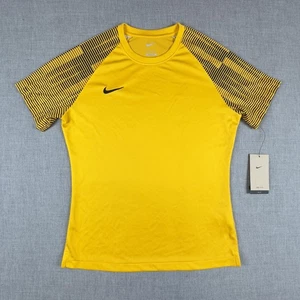 Nike Dri-FIT Shirt Womens Medium Yellow Black Slim Fit Soccer DH8232-739 NWT - Picture 1 of 14