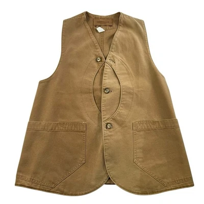 Vintage J Peterman M Medium Half Moon Vest Hunting Canvas Pockets Tan Rare Find - Image 1 of 4