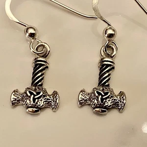 Sterling Oxidized Celtic Axe Hook Earrings - Picture 1 of 3