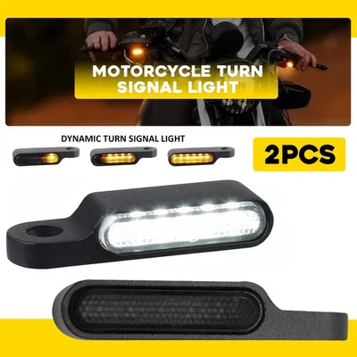 Luces intermitentes LED negras ámbar para mini motocicleta 2 piezas para Harley Dyna Foto 1 de 4