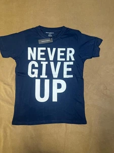 Camiseta Never Give Up Azul Talla M Gráfico Motivacional Unisex Algodón Camiseta Informal - Imagen 1 de 3
