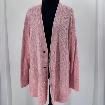 Cárdigan J.Jill Rosa Chenille XL Petite Ultra Acogedor Manteroso Suave Y2K Balletcore Foto 1 de 4