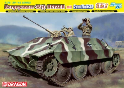 Bergepanzer 38(t) Hetzer Mit 2cm Flak 38 Tank 2in1 (Smart Kit) 1:35 Plastic Kit - Immagine 1 di 4