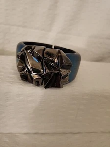 Alexis Bittar Crumped Crystal Hinged Lucite Bangle - Picture 1 of 7