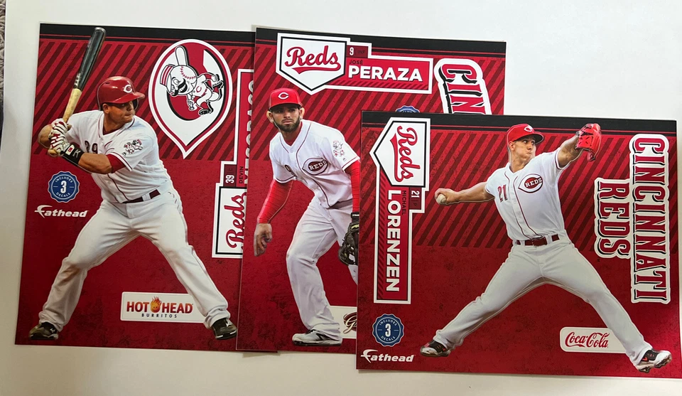 Lot Of 3 Cincinnati Reds Peraza Lorenzen Mesoraco Fathead SGA New Decal Sticker - Image 1 of 1