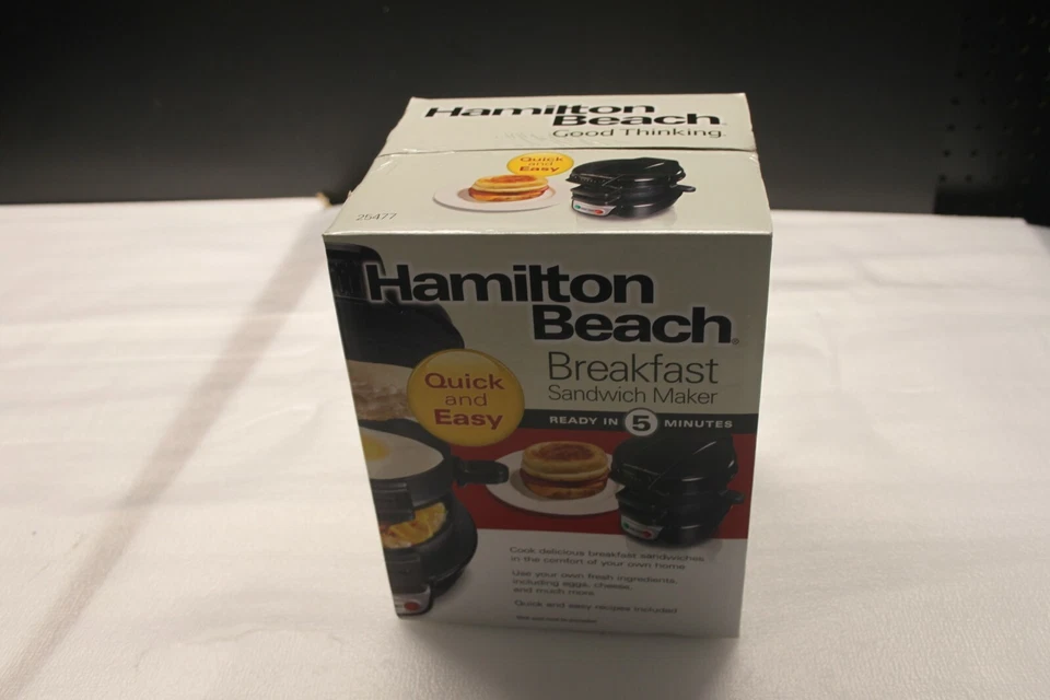 Hamilton Beach 25477 Black Top Press Kitchen Counter Breakfast Sandwich Maker - Image 1 of 1