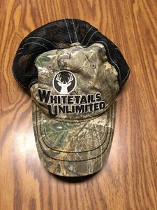 Whitetails Unlimited Hunting Camo Hat Adjustable Strapback Cap Embroidered - Picture 1 of 3