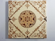 Antique Original Tile Washstand Fireplace Wash Stand Victorian Cream Flower