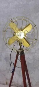Electric Floor Fan with Tripod Stand | Brass Vintage Reproduction Standing Fan - Picture 1 of 4