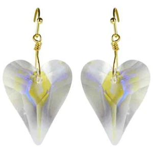 Pendientes Kirks Folly Afrodita Amor Cristal Corazón Alambre Francés GT Aurora Boreal - Imagen 1 de 3