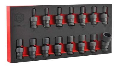 15Pc 1/2" Drive Flexi Swivel Joint Impact Socket Set 10-24mm By Britool Hallmark - Image 1 of 4
