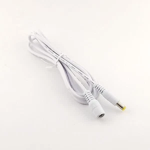 DC Power CCTV 5.5 x 2.1mm Female To Male Plug Adapter Extension Cable White 5ft - Picture 1 of 8